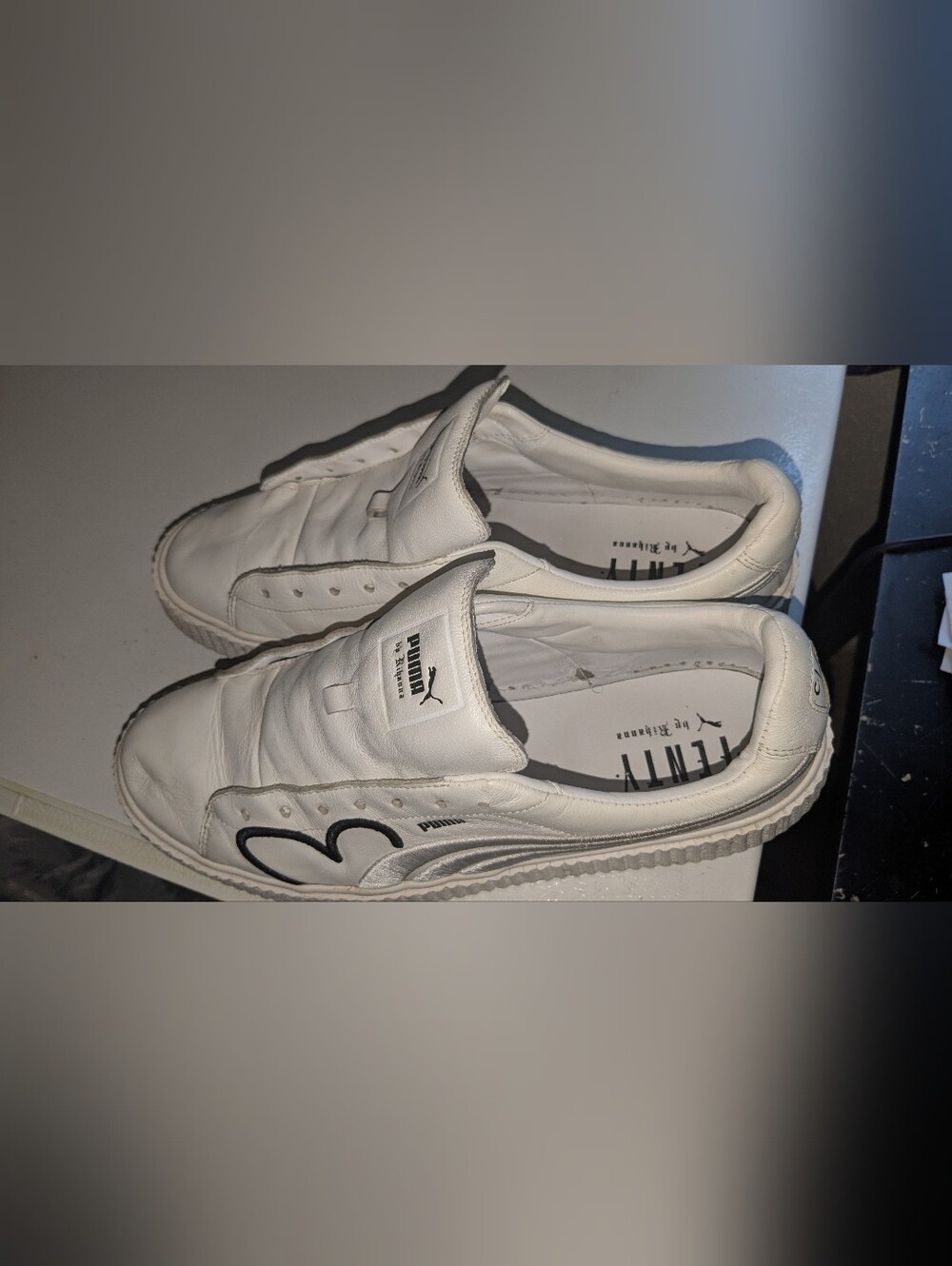 Puma Fenty White Slip-On Sneakers with Black Accent